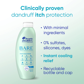BARE Itchy Scalp Relief Dandruff Shampoo, Anti-Dandruff Treatment
