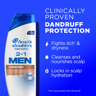 Mens 2 in 1 Dandruff Shampoo and Conditioner, Sandalwood