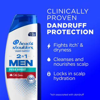 Mens 2 in 1 Dandruff Shampoo and Conditioner, Old Spice Pure Sport