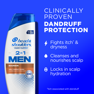 Champú y acondicionador 2 en 1 anticaspa para hombre, Bourbon