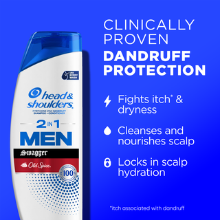 Mens 2 in 1 Dandruff Shampoo and Conditioner, Old Spice Swagger