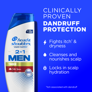 Mens 2 in 1 Dandruff Shampoo and Conditioner, Old Spice Timber