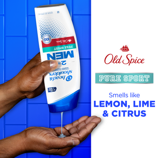 Mens 2 in 1 Dandruff Shampoo and Conditioner, Old Spice Pure Sport