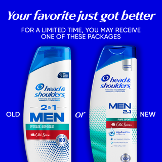 Champú y acondicionador 2 en 1 para hombre contra la caspa, Old Spice Pure Sport