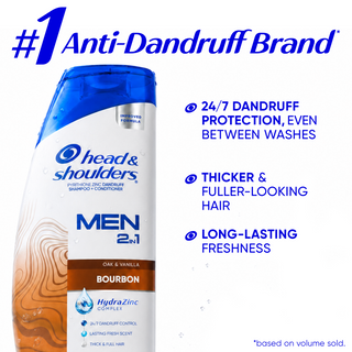 Mens 2 in 1 Dandruff Shampoo and Conditioner, Bourbon