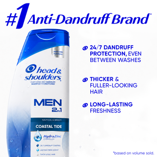 2 in 1 Coastal Tide Dandruff Shampoo and Conditioner, Zinc Pyrithione
