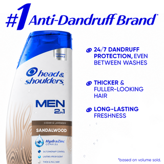 Champú y acondicionador anticaspa 2 en 1 para hombre, Sándalo